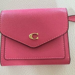 Coach Hot Pink Leather Small Wallet with Gold 'C' Accent